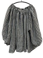 ハグオーワー HUG O WAR ギンガム チェック ブラウス 半袖カットソー ブラック 601LT-7