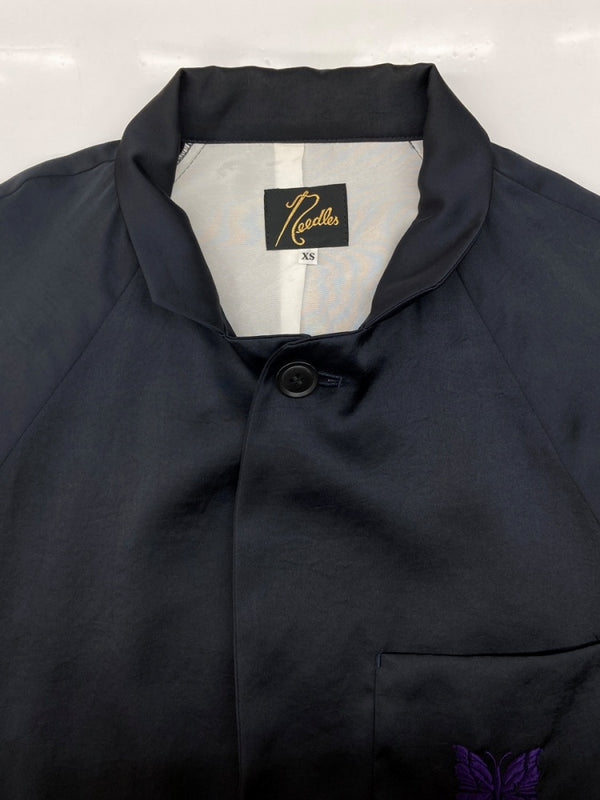 ニードルス Needles TAILORED JACKET テーラード ジャケット サテン 蝶 フォーマル 刺繍 アウター 紺 IN050 ジャケット ワンポイント ネイビー XSサイズ 104MT-1980