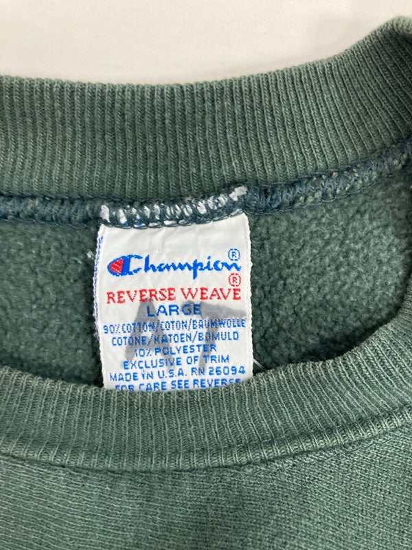 チャンピオン Champion 90s～ ヴィンテージ vintage 刺繍タグ リバースウィーブ REVERSE WEAVE US古着 USA製 目あり 緑 無地 スウェット グリーン Lサイズ 101MT-3462