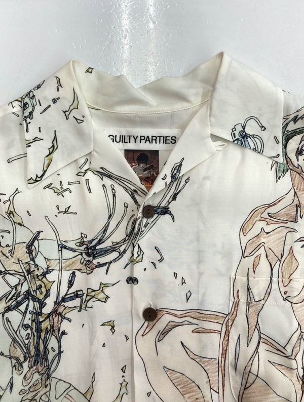ワコマリア WACKO MARIA × GHOST IN THE SHELL 攻殻機動隊 HAWAIIAN SHIRT ハワイアン シャツ アロハシャツ 半袖 白 半袖シャツ キャラクター ホワイト Sサイズ 104MT-1163