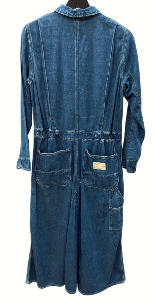 キャピタル KAPITAL MILITARY ミリタリー ワンピース オールインワン レギュラーカラー オープンカラー 開襟 DENIM デニム INDIGO インディゴ ワンピース ワンポイント ブルー SIZE0 104LT-56