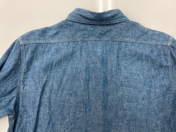 ウエアハウス WAREHOUSE DUCK DIGGER シャンブレーシャツ ワークシャツ マチ付き 白ボタン 青 長袖シャツ 無地 ブルー 104MT-2311
