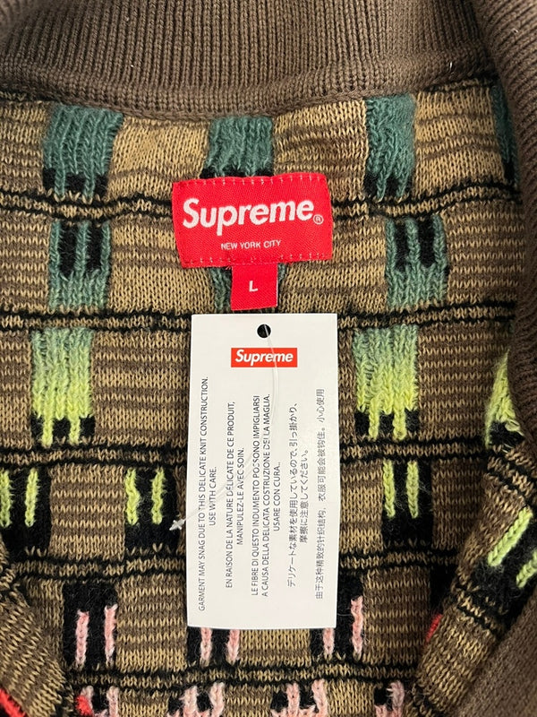 シュプリーム SUPREME 23SS Gradient Grid Zip Up Polo グラディエント グリッド ジップアップ ニット ポロ  半袖シャツ マルチカラー Lサイズ 101MT-4553