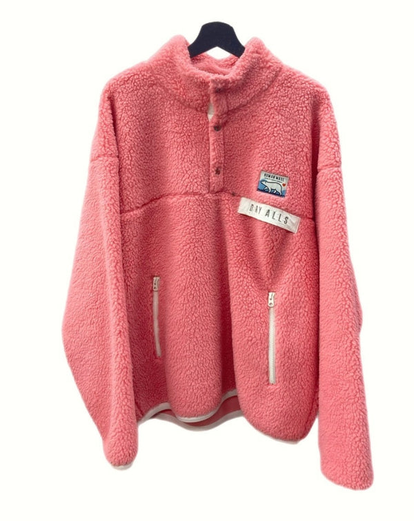 ヒューマンメイド HUMAN MADE 22AW BOA FLEECE PULLOVER ボア フリース プルオーバー ハート ハーフ ジャケット  スウェット ロゴ ピンク XLサイズ 104MT-574