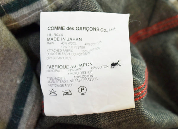 コムデギャルソン オム COMME des GARCONS HOMME ウールコットンボーダー起毛シャツ HL-B044 長袖シャツ グリーン Lサイズ 103MT-806