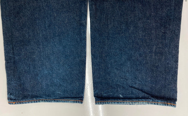 エヴィス EVISU No.2 大黒 ビッグカモメ ペイント ペンキ セルビッチ ボタンフライ ピンク 紺 ロゴ デニム ネイビー 36×35 104MB-357