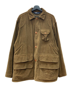 ラルフローレン Ralph Lauren 90s 90年代 ハンティングジャケット カバーオール コーデュロイ 太畝 茶色  ジャケット 無地 ブラウン Mサイズ 104MT-1984