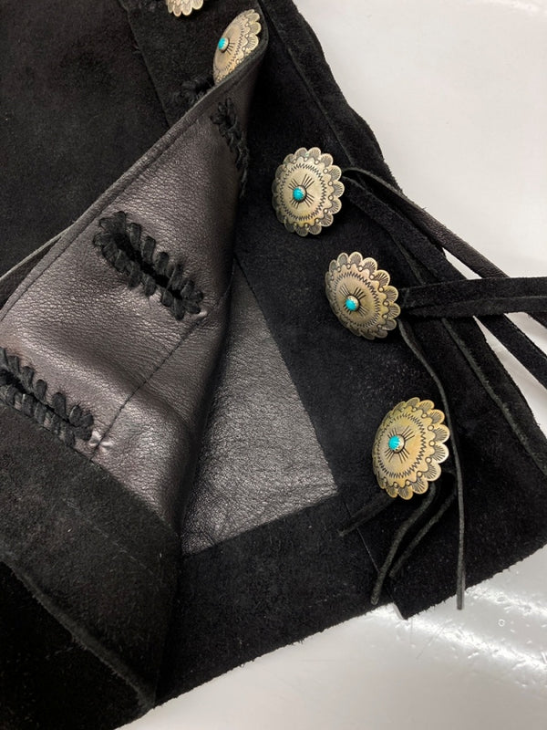 ダブルアールエル RRL SUEDE WESTERN PANTS スエード ウエスタン パンツ ジップフライ コンチョ ズボン 黒 無地 ボトムスその他 ブラック サイズ 32/32 104MB-377