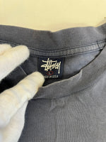 ステューシー STUSSY 90s 90's OLD STUSSY 紺タグ USA製 ドラゴン プリントTシャツ シングルステッチ サンフェード 鬼フェード 紺 Tシャツ ネイビー Lサイズ 101MT-5323