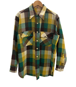 ファイブブラザー FIVE BROTHER 40's 40年代 ウール ネルシャツ ワークシャツ ブロックチェック vintage ヴィンテージ - 長袖シャツ グリーン 101MT-4380