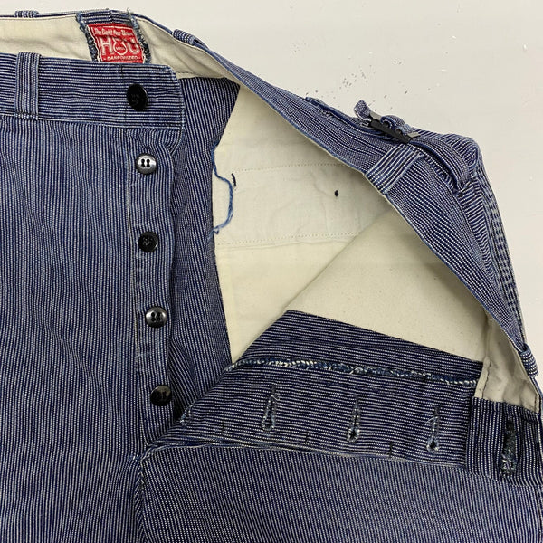 【曜日割引対象外】 リアルマッコイズ JOE McCOY 旧マッコイズ 8HOUR UNION ウォバッシュ ヒッコリー ボトムスその他 ブルー 32-36サイズ 201MB-1167 VB