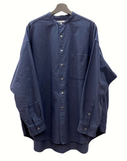 グラフペーパー Graphpaper Oxford Oversized L/S Band Collar Shirt オックス フォード バンドカラー シャツ 長袖 紺 GM221-50122B 長袖シャツ 無地 ネイビー フリーサイズ 104MT-970