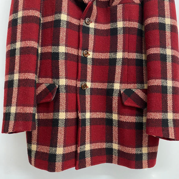 【曜日割引対象外】 ダブルアールエル RRL 90's Western York Tweed Check Half Coat 三つ星 ジャケット レッド Mサイズ 201MT-3835 VB