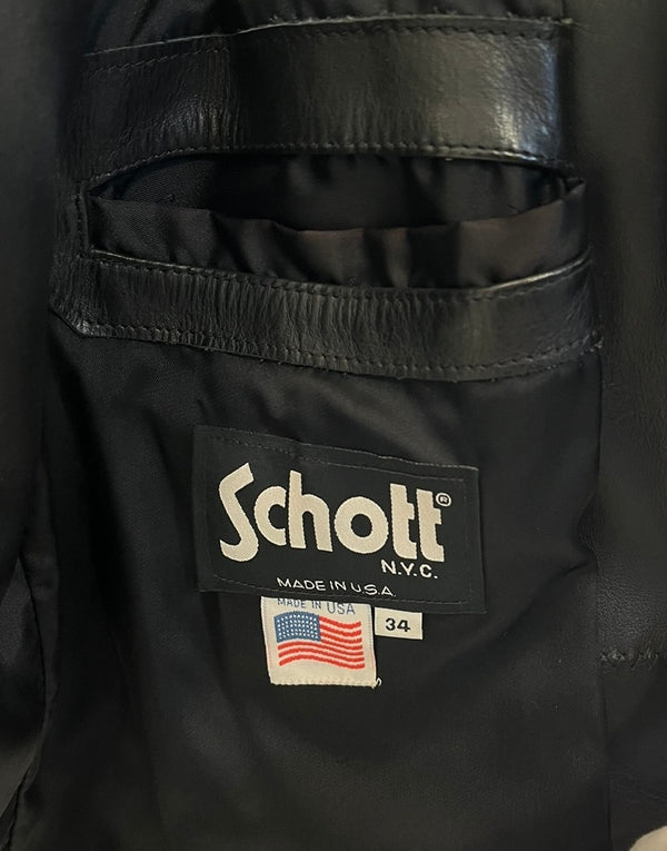 ショット SCHOTT レザー テーラードジャケット 黒 USA製 サイズ34 ジャケット ブラック 101MT-4981
