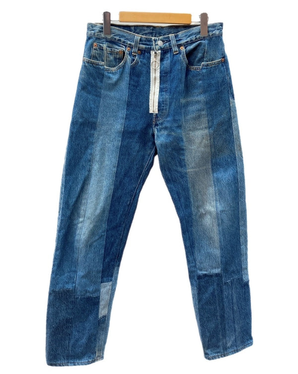 アンユーズド UNUSED 16AW REMAKE PATCHWORK DENIM リメイク パッチワーク デニム 再構築 ジップフライ ズボン パンツ 青 無地 UW0542 デニム ブルー サイズ 2 104MB-141