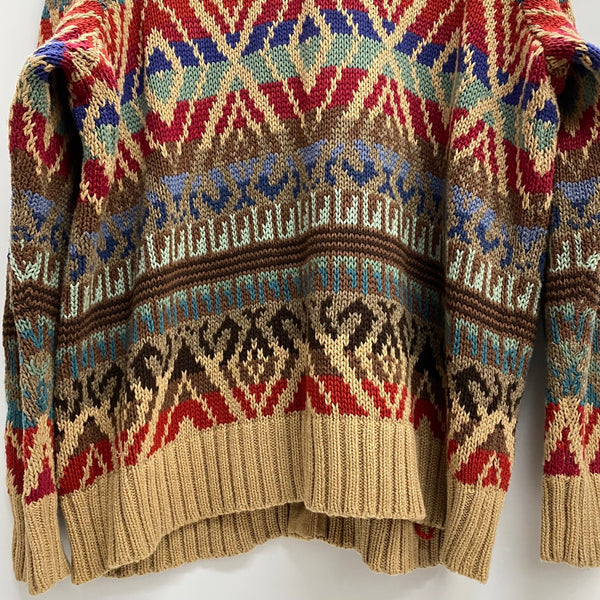 【曜日割引対象外】 ラルフローレン  RALPH LAUREN 00's LRL LAUREN JEANS CO. ネイティブ柄 ニットカーディガン カーディガン ベージュ 201MT-4778 VB