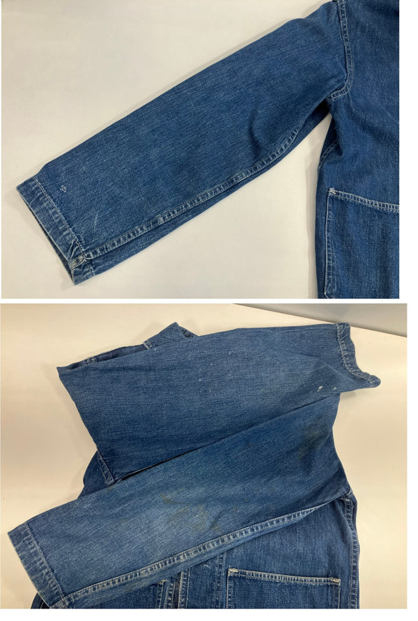 ミリタリー MILITARY 50’s 50年代 Vintage ヴィンテージ US NAVY アメリカ軍 デニム ショールカラー ヘチマ襟 カバーオール - ジャケット ブルー 101MT-4177