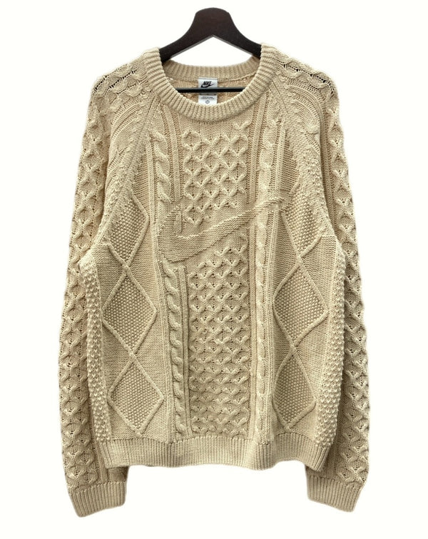 ナイキ NIKE CABLE KNIT SWEATER L/S ケーブル ニット セーター スウッシュ 薄茶色 DQ5177-206 セーター ロゴ ベージュ XLサイズ 104MT-633