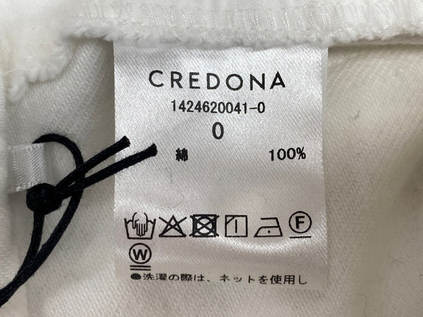 クレドナ CREDONA テーパードパンツ WIDE LEG PANTS ワイドレグパンツ フルレングス ミッドウエスト COTTON コットン 綿 カジュアル WHITE 白 SIZE0 1424620041-0 ボトムスその他 ホワイト 104LB-37