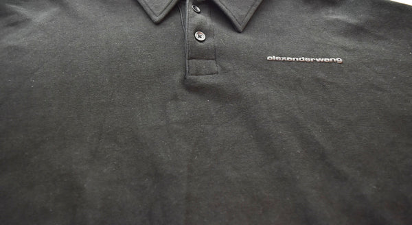 アレクサンダーワン Alexander Wang  パフロゴ オーバーサイズ ポロトップ 黒 6CC3241056 スウェット ブラック Mサイズ 103MT-1768