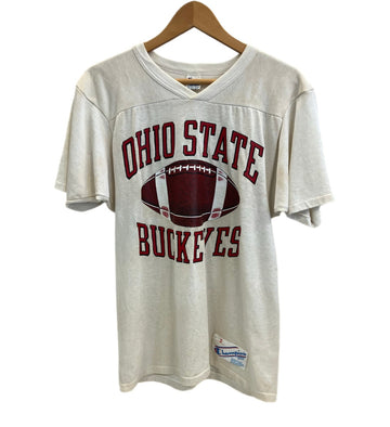 チャンピオン Champion 80's 80s 80年代 トリコタグ フットボールT Footballl OHIO STATE Tシャツ ホワイト Sサイズ 101MT-3487