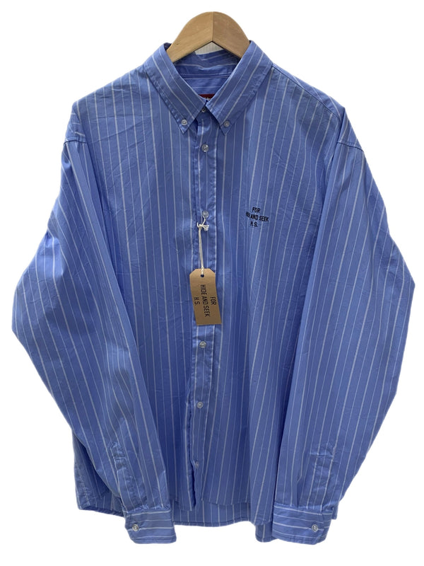 ハイドアンドシーク HIDE AND SEEK 24ss B.D. L/S Shirt 長袖シャツ ストライプ ブルー Lサイズ 201MT-3797