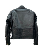 カドヤ KADOYA EVO パデッドライダース シングル ライダースジャケット レザージャケット サイドレース レースアップ 牛革 黒 　 ジャケット 無地 ブラック Lサイズ 104MT-2130