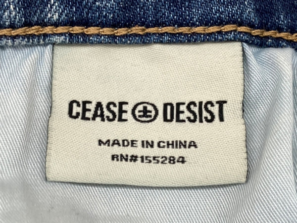 シーズアンドデジスト CEASE±DESIST RIBBED STACED DENIM リブ スタック デニム 青 ワンポイント デニム ブルー 34 104MB-331