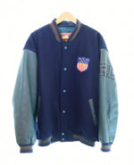 チャップス ラルフローレン  CHAPS RALPH LAUREN ARM LEATHER WOOL STADIUM JUMPER 90年代 90's 90s アーム レザー ウール スタジャン ジャケット ネイビー Lサイズ 103MT-1734