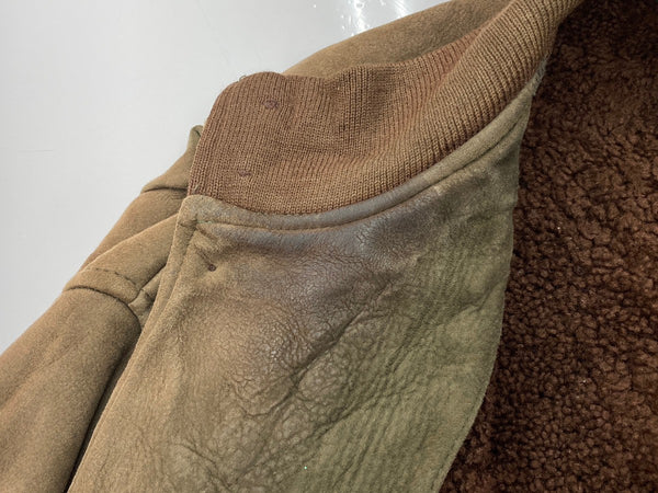 ラルフローレン RalphLauren 90s 90年代 Suede Leather Jacket スウェード レザー ジャケット ボア ジャケット 無地 カーキ Lサイズ 104MT-2237