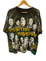 "ヴィンテージ VINTAGE  ITEM 90s 90's POSITIVE HISTORY オールオーバープリント GREEN GOLD 偉人 タグ欠損 (実寸をご確認ください) Tシャツ プリント ブラック フリーサイズ 101MT-2281 "