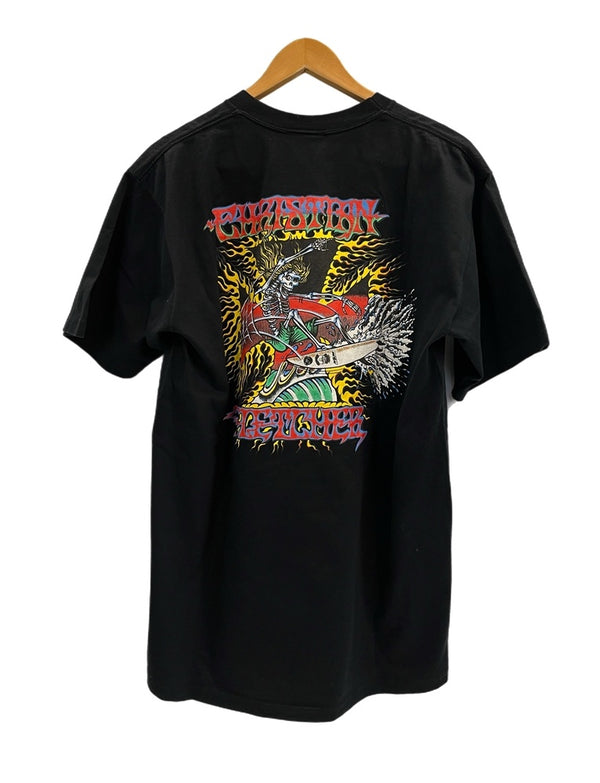 クリスチャン・フレッチャー Christian Fletcher ヴィンテージ Vintage 90s スカルサーファー サーフT サーフィン オールドサーフ 黒 袖シングル US古着 XL Tシャツ ブラック LLサイズ 101MT-4966