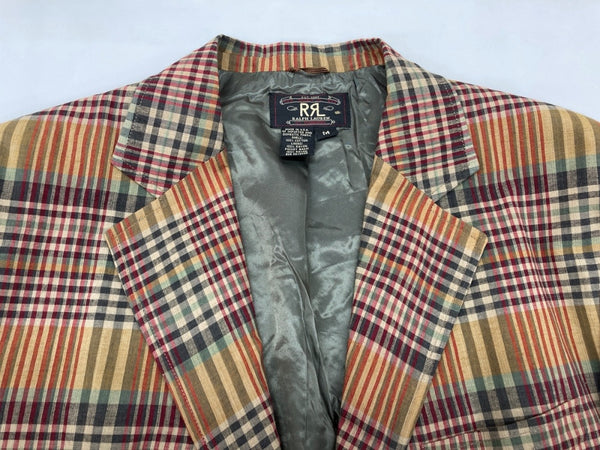 ダブルアールエル RRL 90s 90年代 三ツ星タグ 3B JACKET テーラード センターベント ヴィンテージ VINTAGE ラルフローレン RALPH LAUREN コットン USA製 マドラスチェック ジャケット マルチカラー Mサイズ 104MT-2034