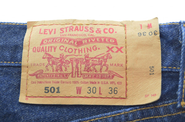 リーバイス Levi's 90s 501 MAde in USA ミント ボタン裏546 90's USA製 濃紺 デニム ネイビー 30/36 103MB-495