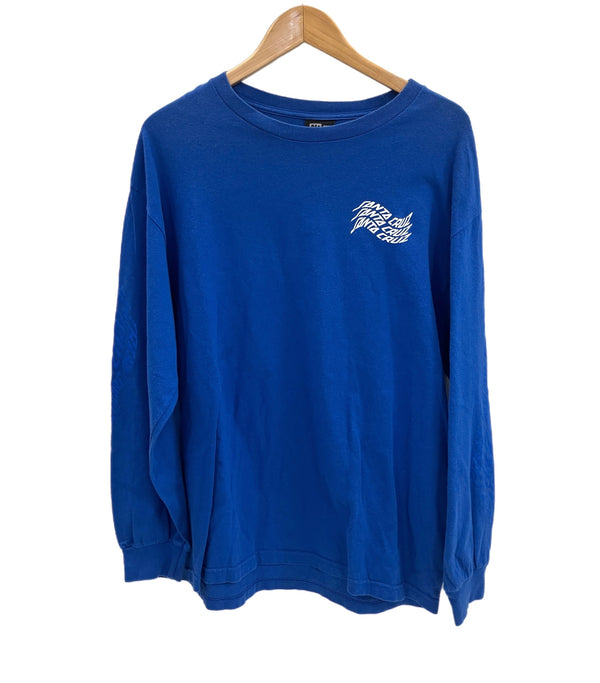 サンタクルーズ SANTA CRUZ 00's NHSボディ スクリーミングハンド ロゴ 袖プリント ロンT  VINTAGE ヴィンテージ ロンT ブルー Lサイズ 101MT-4463