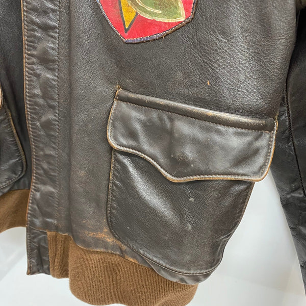 【曜日割引対象外】 アヴィレックス AVIREX A-2 レザー フライトジャケット USA製 ジャケット ブラウン 42サイズ 201MT-4519 VB