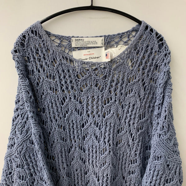 ダイリク DAIRIKU 21SS Flower Pattern Hand Knitting セーター ブルー Fサイズ 201MT-4810