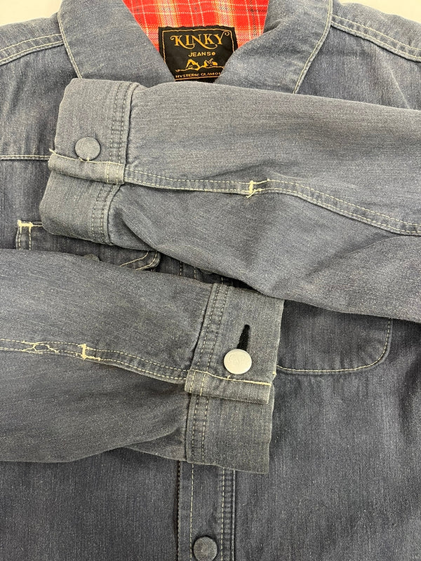 ヒステリックグラマー HYSTERIC GLAMOUR ショート丈 短丈 ワークジャケット KINKY JEANS 青 インディゴ シャツジャケット 裏地チェック ブランケット 2AB-2790 ジャケット ブルー フリーサイズ 101LT-180