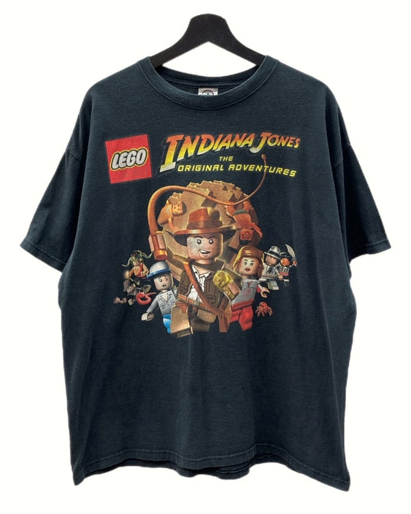 ヴィンテージ vintage LEGO レゴ INDIANA JONES TEE インディー ジョーンズ Tシャツ ムービーT ゲーム 前面プリント 半袖 黒 Tシャツ キャラクター ブラック XLサイズ 104MT-1212