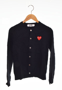 プレイコムデギャルソン PLAY COMME des GARCONS AD2004 ウールカーディガン ハートロゴ 初期 AZ-N007 カーディガン ブラック Mサイズ 103LT-128
