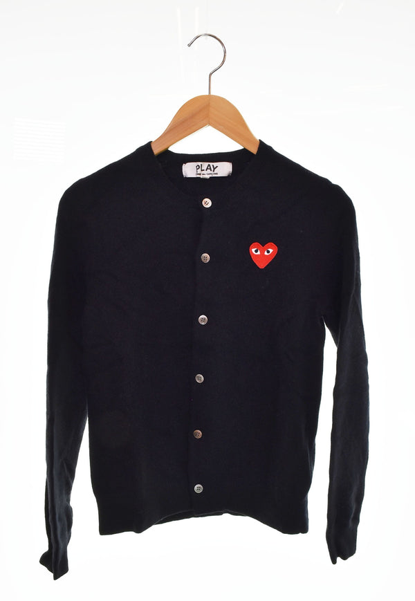 プレイコムデギャルソン PLAY COMME des GARCONS AD2004 ウールカーディガン ハートロゴ 初期 AZ-N007 カーディガン ブラック Mサイズ 103LT-128