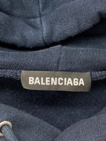 バレンシアガ BALENCIAGA 20SS Bonjour Bal Hoodie ボンジュール ロゴ フーディー プルオーバー 紺 FT75 600583 THV61 パーカ プリント ネイビー Lサイズ 104MT-499