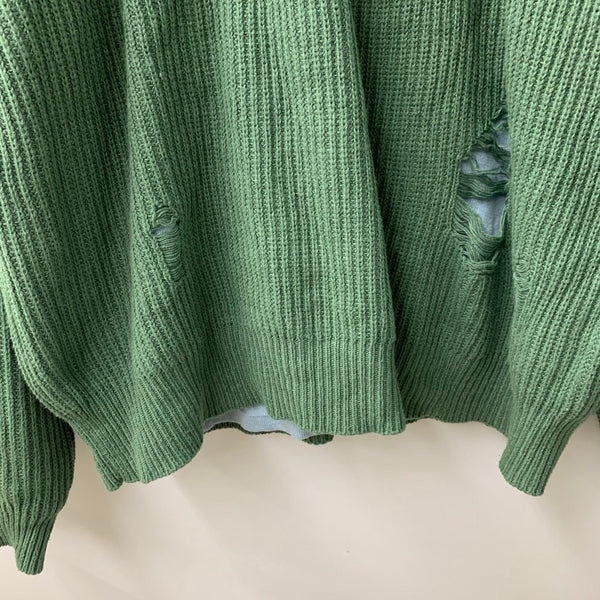 ダイリク DAIRIKU 20AW Layered Damage Knit セーター グリーン Fサイズ 201MT-4807