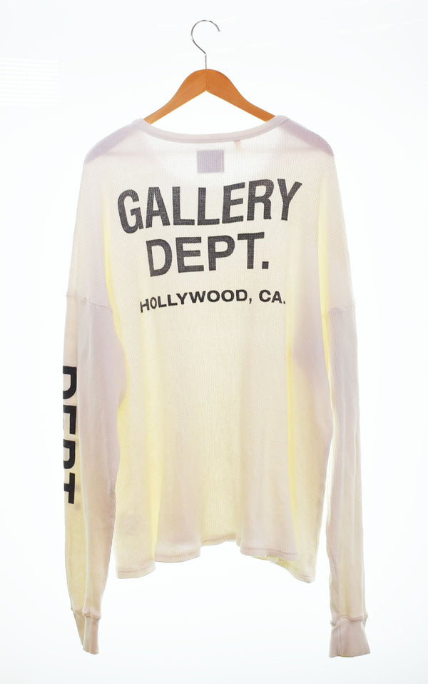 ギャラリーデプト GALLERY DEPT 長袖 Tシャツ GALLERY DEPT THERMAL メンズ ロゴT サーマル カットソー ロンT クルーネック ロンT ホワイト Lサイズ 103MT-2669