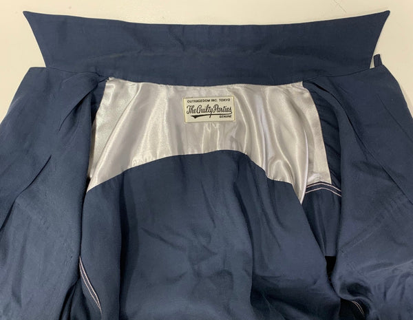 【曜日割引対象外】 ワコマリア WACKO MARIA レーヨン 長袖シャツ 長袖シャツ ネイビー Mサイズ 201MT-4649