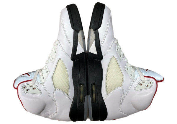 ナイキ NIKE 19年製 AIR JORDAN 5 RETRO FIRE RED エア ジョーダン レトロ ファイヤー レッド AJ5 スウッシュロゴ 白 赤 黒 DA1911-102 メンズ靴 スニーカー ホワイト 27.5cm 104S-844