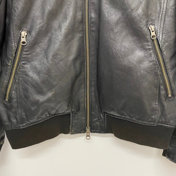 フレッドペリー FRED PERRY ラムレザーブルゾンジャケット ジャケット ブラック Mサイズ 201MT-4346