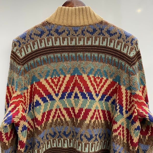 【曜日割引対象外】 ラルフローレン  RALPH LAUREN 00's LRL LAUREN JEANS CO. ネイティブ柄 ニットカーディガン カーディガン ベージュ 201MT-4778 VB