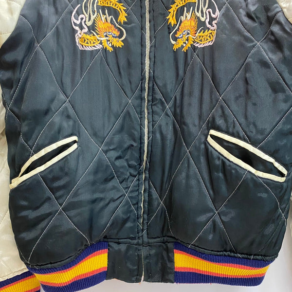 【曜日割引対象外】 シルバーストーン Silver Stone 90's スーベニアジャケット グアム 日本地図 龍 ジャケット オレンジ 38サイズ 201MT-4791 VB