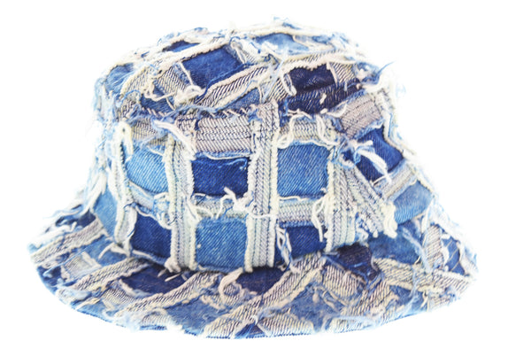シュプリーム SUPREME 23SS Frayed Patchwork Denim Crusher フレイドパッチワークデニムクラッシャーS M 帽子 メンズ帽子 ハット ブルー 103H-80